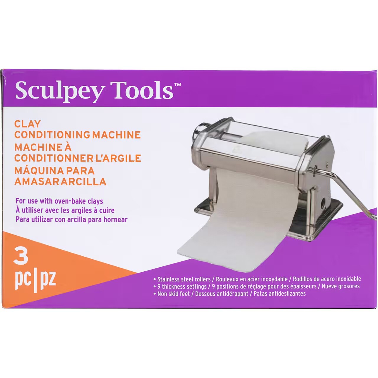 Sculpey: Clay Conditioning Machine - Pasta Machine, Clay Tool, 9 Thickness Settings, Crank Handle, stainless-steel, Arts & Crafts Supplies